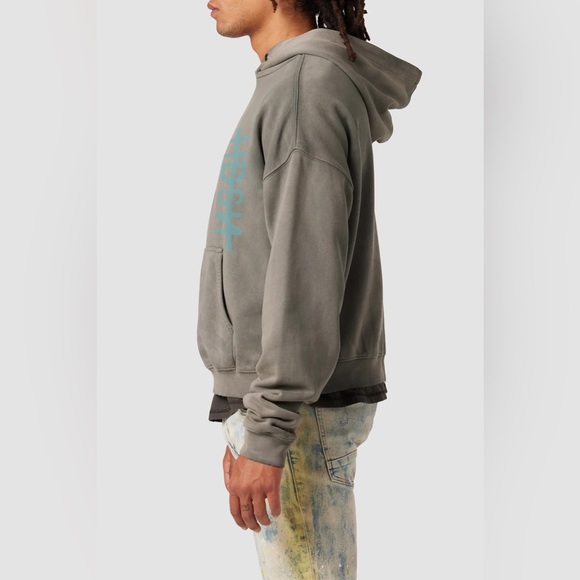 Hudson Jeans Crop Hoodie STORM GREY - Picture 2 of 10